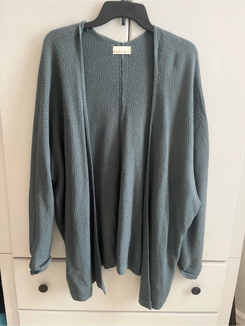 BE COOL Slate Blue Open-Front Knit Cardigan
